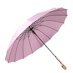 ThreeH Bamboo Stick Umbrella Auto Open Solid Color
