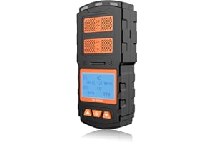 Gas Detector, CHNADKS Rechargeable 4 Gas Monitor Ex H2s Co O2 with LCD Multiple Indicator for Audible,Light,Vibration Alarm Personal 4 Natural Gas Detector Sniffer Meter