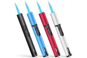 TOPKAY Torch Lighters, 4 Pack, Butane Lighters, Adjustable Flame Windproof Butane Refillable Gas, Long Lighters for Candle, Grill, BBQ, Fireworks, Camping (Butane Not Included)