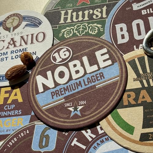 Half Time Club WestHam Claret & Blue Football Beer Mat Coasters - Perfect for a Gift or Present for Any Fan (8-Pack)