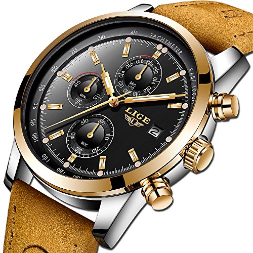 Lige mens watches luxury brand analog quartz watch wate…