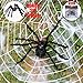 Halloween Giant 12 FT Round Spider Web with 2.5 FT Big Black Hairy Spider and Super Stretch Cobwebs Halloween Indoor and Outdoor Decorations