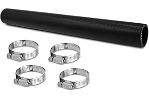 Gasoline Fuel Filler Neck Hose with 4 Clamps – 2" ID x 15 7/8" Long Reinforced Nitrile Rubber Hose for Gas Tanks (Straight) c