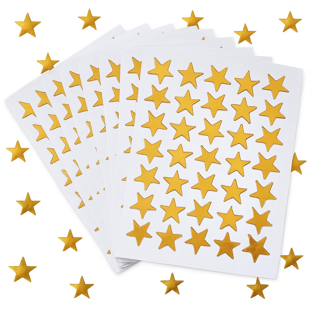 Gold Star Stickers – 1000 Reward Chart Stickers 15mm for Teachers Kids | Golden Stars for Crafts, Sticky Stars for Classroom | Small Gold Stickers, Self Adhesive Sticker Chart Rewards Bulk Pack