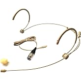 Microdot 4016 Headset Headworn Microphone for Audio Technica Wireless System - Detachable Cable with 4 Pin Hirose Type Connector - Omidirectional Mic