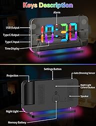 EVILTO Projection Alarm Clock, Digital Colorful