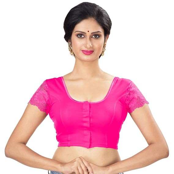 Stretchable Front Hook Cotton Lycra Net Sleeves Women's Blouse