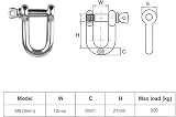 TERF M6 Heavy Duty D Shackle Steel 6mm Pack of 4 Silver view 3