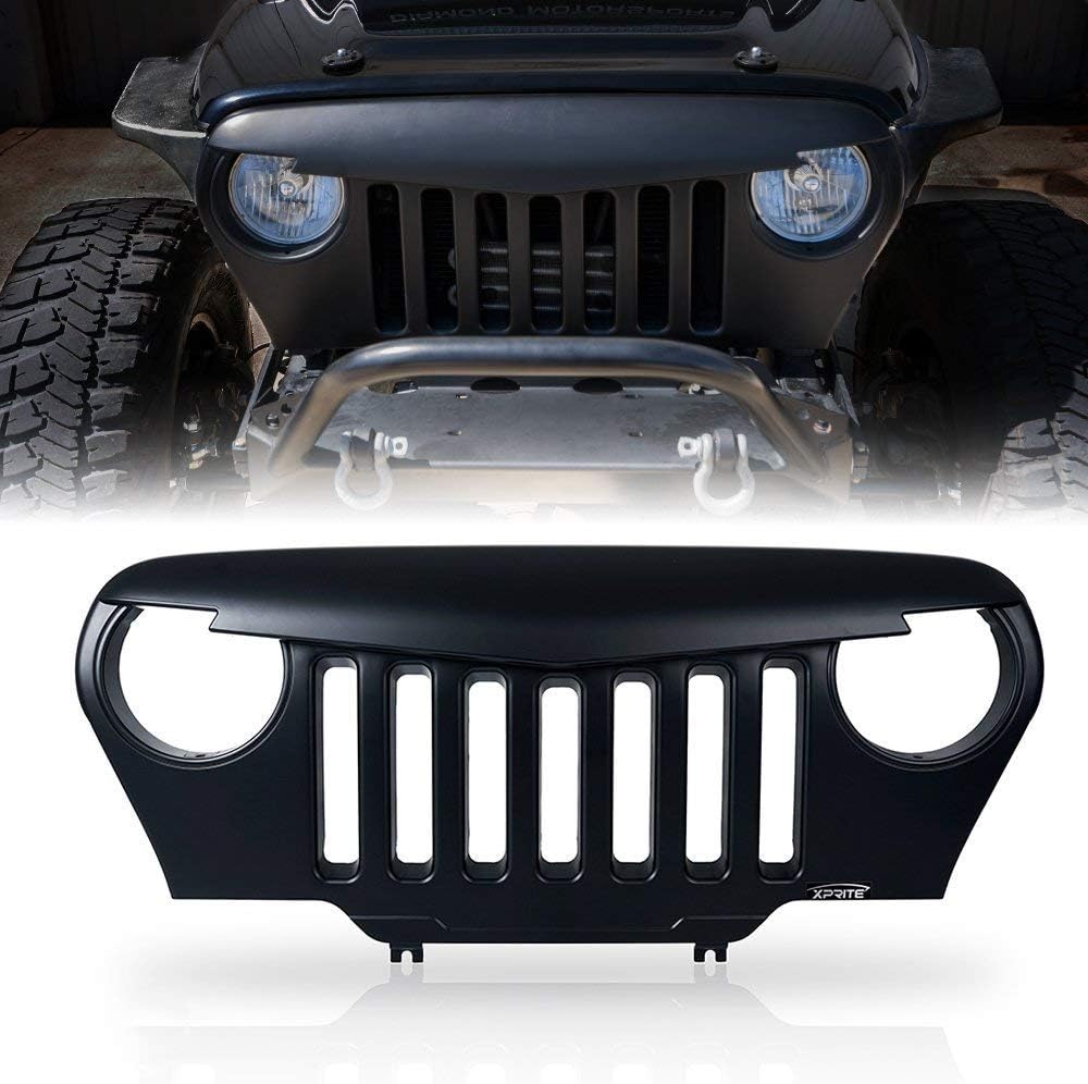 Front Matte Black Angry Bird Grille Grid Grill Overlay Cover for 1997-2006 J-e-e-p W-rangler TJ Rubicon Sahara