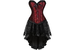 Kranchungel Steampunk Corset Skirt Renaissance Corset Dress for Women Gothic Burlesque Corsets Costumes