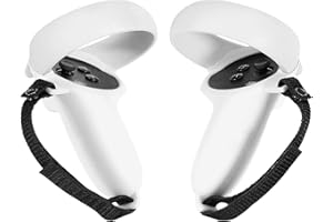 rumbloo Silicone Touch Controller Grip Cover for Oculus Quest 2 Accessories, Anti-Throw VR Handle Protector with Adjustable Wrist Strap, White