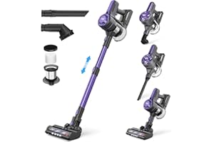 ZOKERVACUUM Cordless Vacuum Cleaner, Vacuum Cleaners for Home with 2200mAh Powerful Lithium Batteries, 5 Stages High Efficiency Filtration, Up to 30 Mins Runtime Cleaner Hardwood Floor