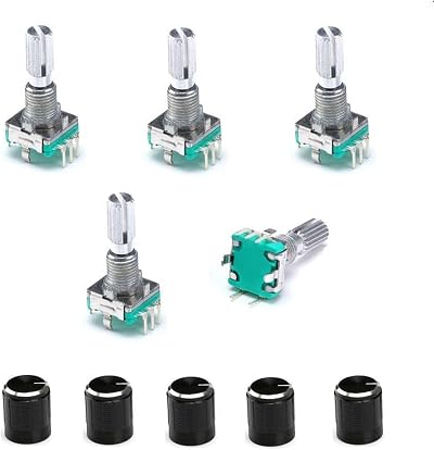 Wvzong EC11 Rotary Encoder Switch Push Button 5-Pack Digital Potentiometer for