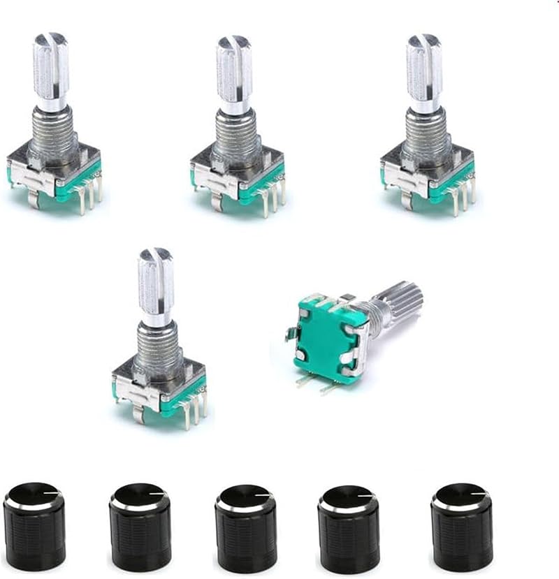 Wvzong EC11 Rotary Encoder Switch Push Button 5-Pack Digital Potentiometer for