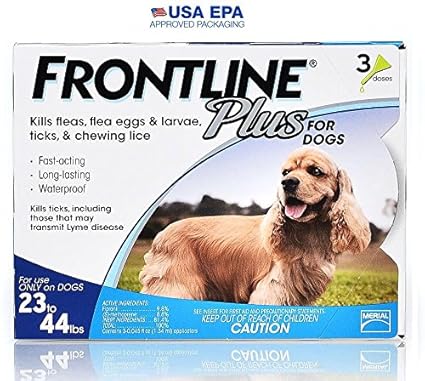 Frontline DFRMDPLUS 3-Pack 23 to 44-Pound Plus Dogs Flea and Tick Treatment Medium Blue
