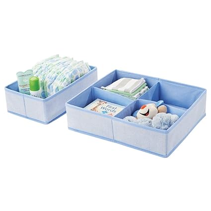 Mdesign Boite De Rangement Pour Vetements Accessoires Pour Bebe Gris Blanc Boite En Tissu Pour Chambre Denfant Lot De 2 Module De Rangement Avec 2 Compartiments Poussettes Et Landaus Accessoires De Poussettes Mkyra Org