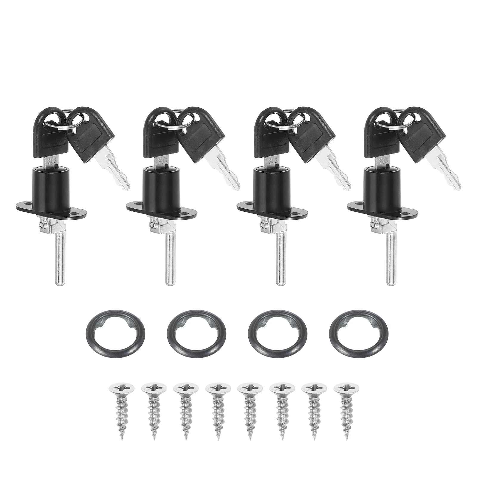 PATIKIL 4Pcs Black Zinc Alloy Drawer Locks, 19mm Keyed Different for Office Wardrobe Locker Showcase