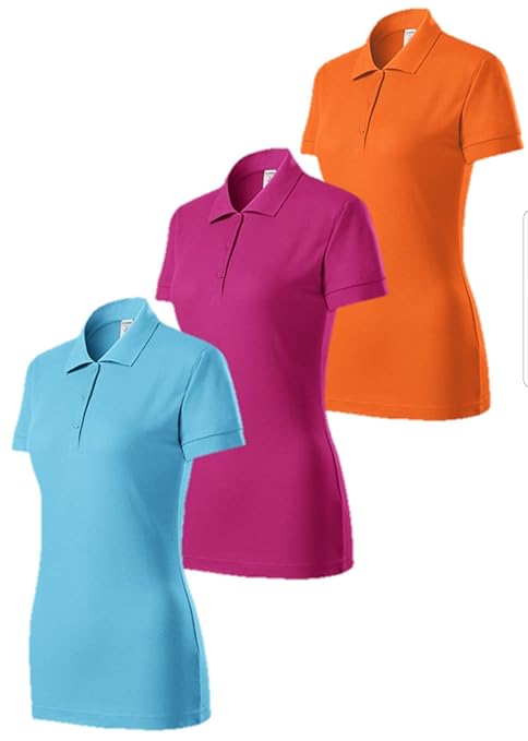 WearYourBrand by Adler 3er Pack Damen Polohemd Poloshirt Kurzarm Langer Schnitt
