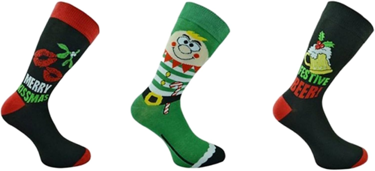 3x Pairs of Mens Novelty Fun Christmas Socks/UK 611 Eur 3945