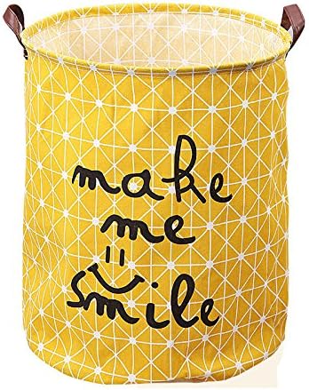 Xerhnan Dirty clothes basket,Configurations Custom Closet Folding Laundry Hamper, 100% Natural Linen + Cotton Lining (yellow)