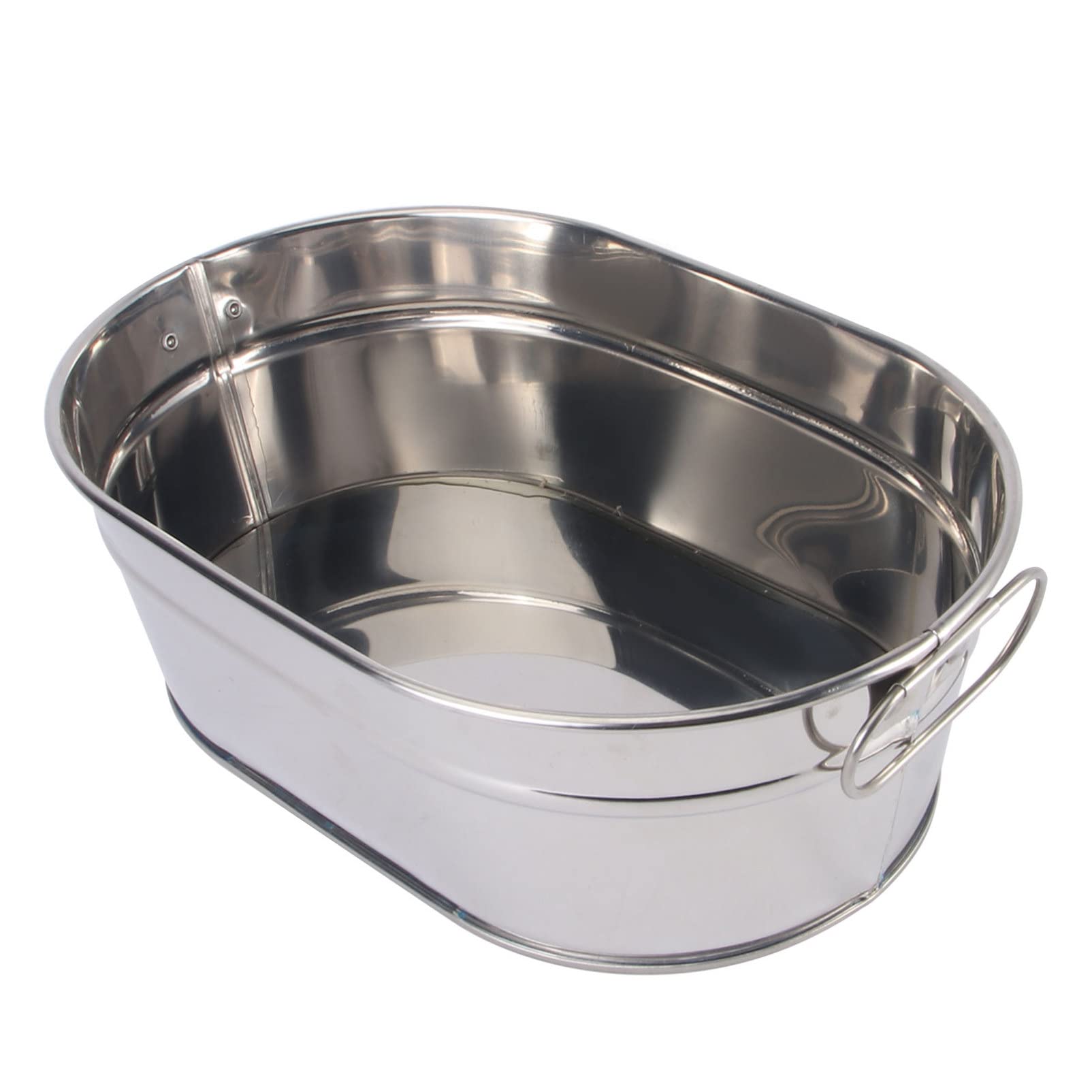 Angoily Galvanized Metal Tub, Beverage Tub for Parties, Galvanized Drink Ice Bucket Oval Storage Bucket Ice, 8.84x6.01x3.14