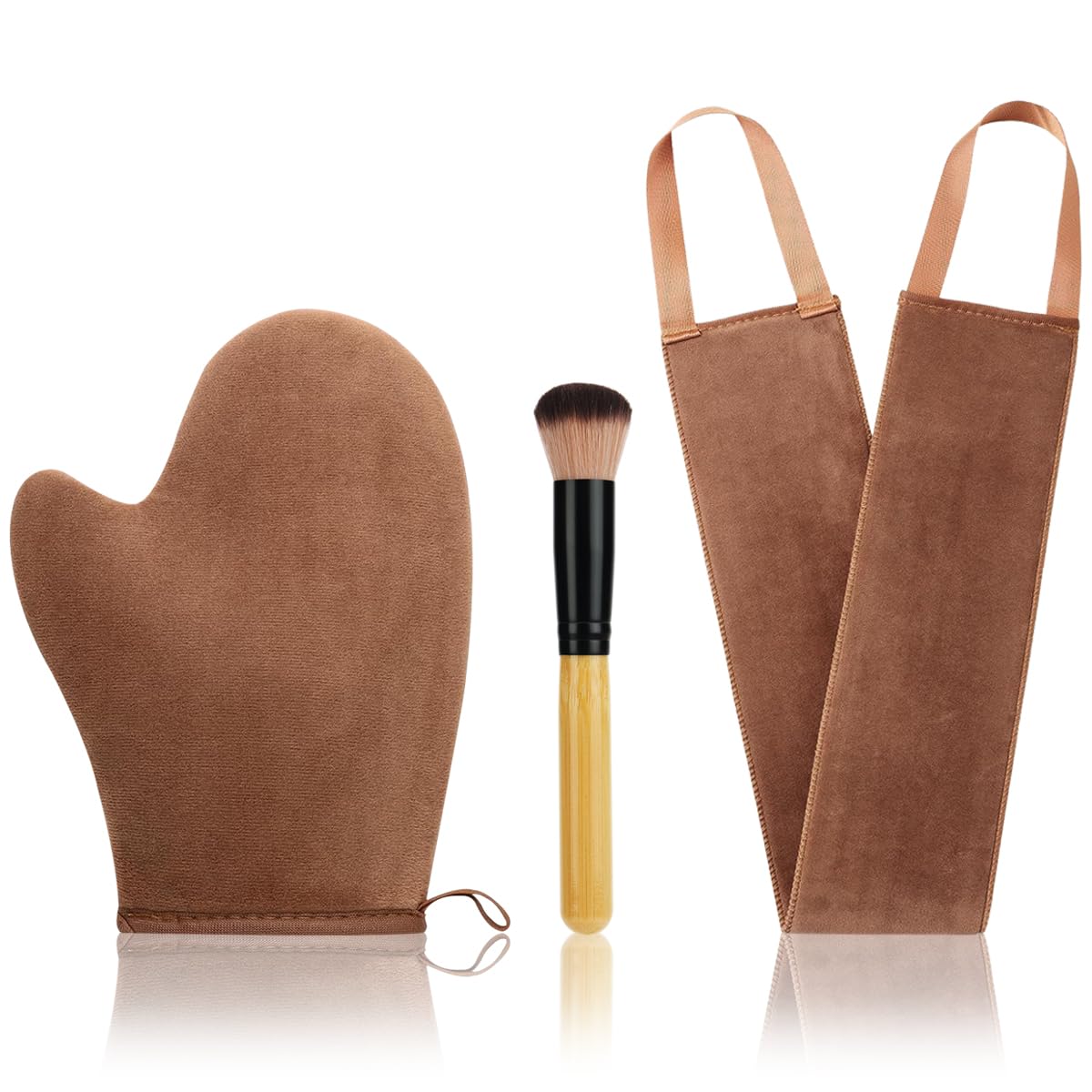 GAIYAH Self Tanning Mitt Set 3 in 1 Fake Tan Mitt Glove, Self Tan Mitt Back Tanner Applicator Tanning Brush