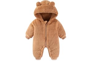 UVIPC Baby Newborn Bear Outfit Fleece Snowsuit Winter Clothes Hooded Jumpsuit Romper for Baby boy girl