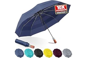 LFLFWY Compact Windproof Travel Umbrella- Large Light Automatic Open&Close Umbrellas for Rain,Triple Canopy Vented Portable Umbrellas for Men Women,Strong Wind Resistant Folding Umbrella 10 Ribs