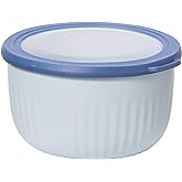 Oggi Prep, Store &amp; Serve Plastic Bowl w/See-Thru Lid- Dishwasher, Microwave &amp; Freezer Safe, (2.6 qt) Blue w/Dk Blue Lid