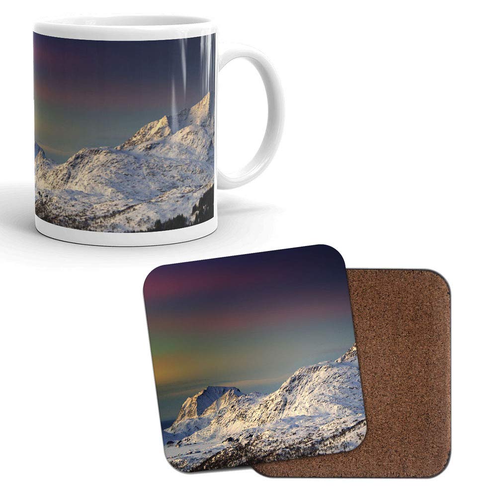 DV Mugs Ltd Mug & Coaster Set - Sunset Mountain Scene Snowboarding Ski Snow Xmas #8083 (Mug & Coaster)