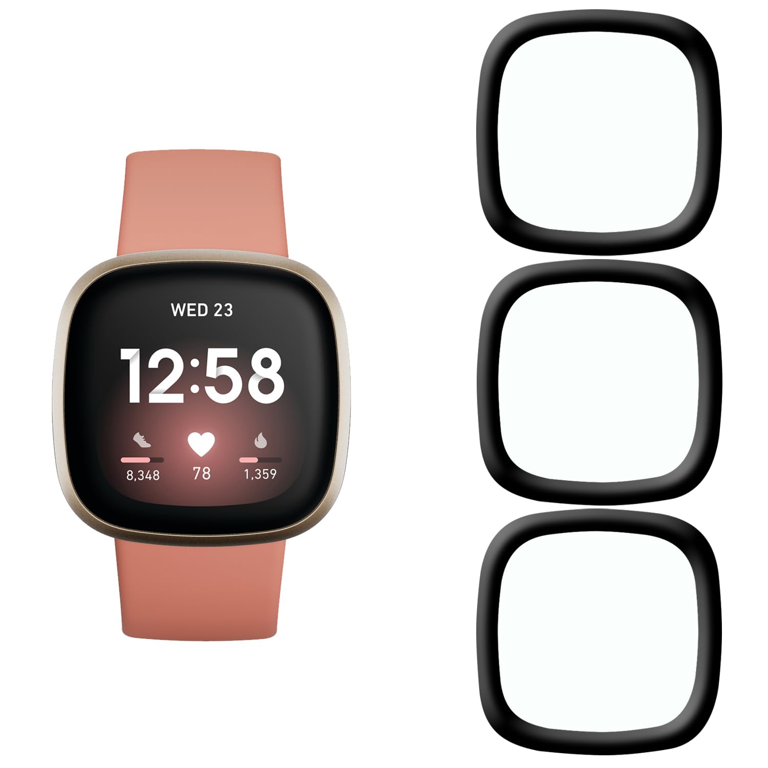 KELOLIN [Pack of 4] Screen Protector for Fitbit Versa 3, 3D Curved Edges, Scratch-Resistant, HD Ultra Shatterproof Flexible Screen Protector Compatible with Fitbit Versa 3
