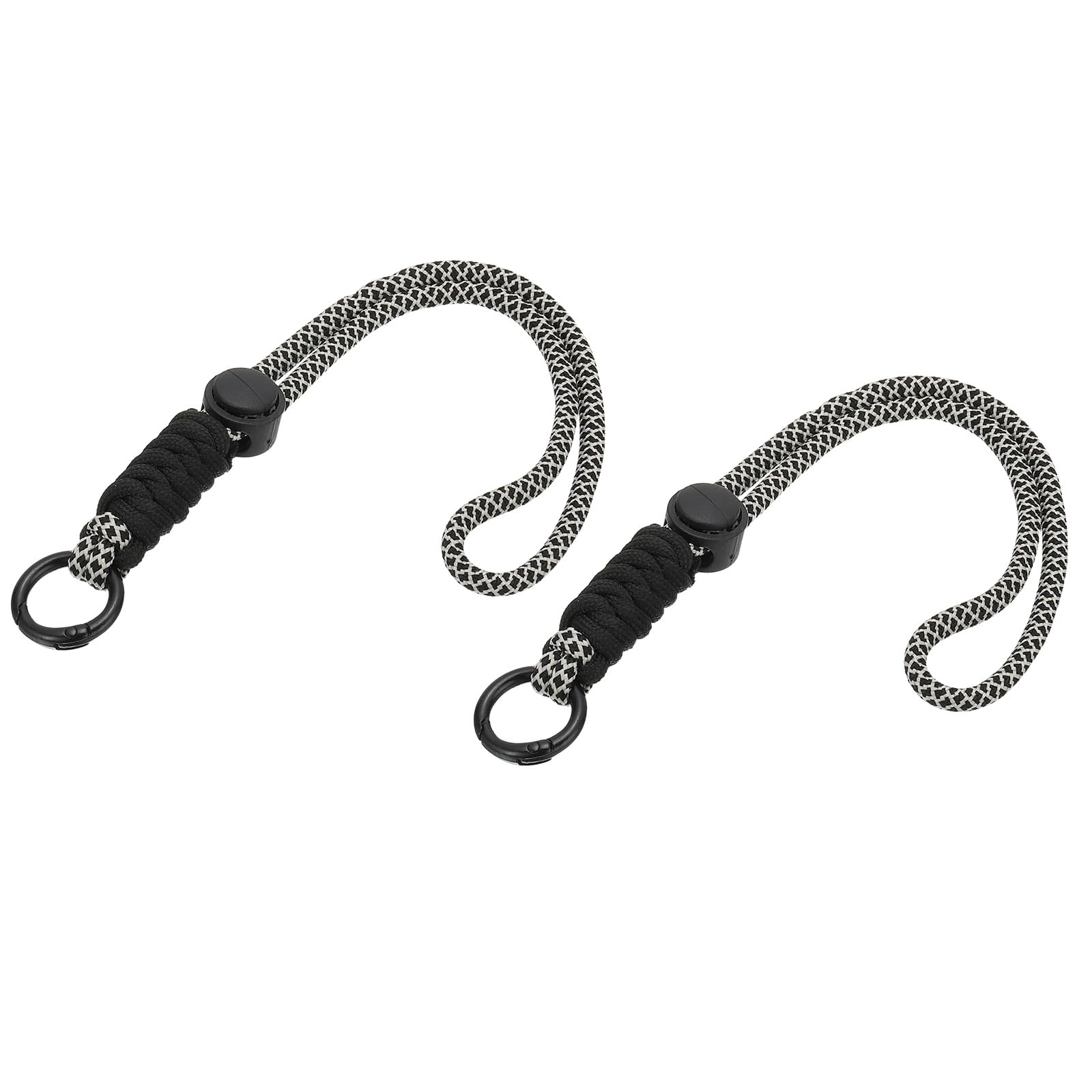 PATIKIL Paracord Lanyard Keychain, 2Pcs Cell Phone Keychain Rope Wrist Lanyards Braided Strap with Spring Ring for Hanging Key, Wavy Design, Black, Grey โ image 1