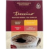 Teeccino Chicory Roasted Herbal Tea Sampler Pack (French Roast, Hazelnut, Vanilla Nut and Chocolaté), Caffeine Free, 12 Tea Bags (Pack of 2)