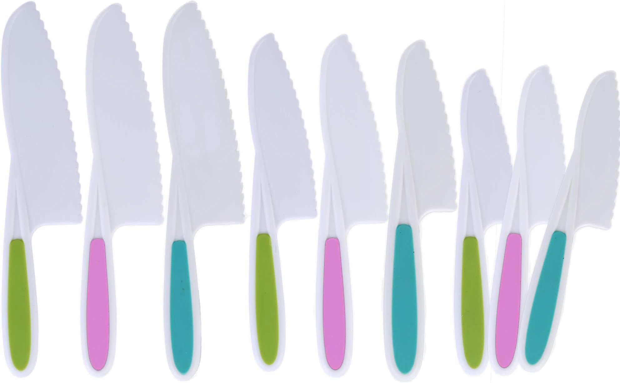 9-Piece Plastic Kids Knife Set - Salad Lettuce Knife for Children - Kid Safe Kitchen Cooking Chef Nylon Knife - Perfect Cutting Knives for Fruit, Vegetables, Cake, Bread