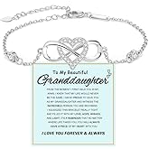 LIU JUN To My Granddaughter - Infinity Forever Love Heart Bracelet, You Are Always In Mine From Grandma Cubic Zirconia Adjustable inspirational Gift Jewelry
