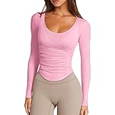 LASLULU Womens Long Sleeve Workout Tops Active Sheer Fitted Open Back Gym Yoga Athletic Running Tops Wrap Top Pilates Outfits