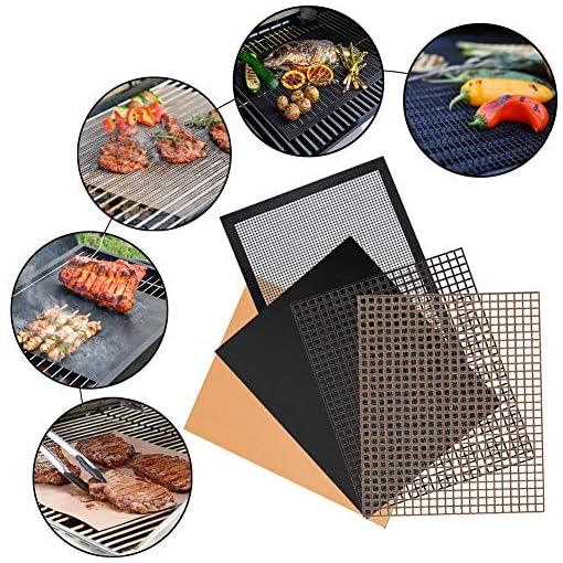 Tosuced BBQ Grill Mesh Mat Set of 5 NonStick Premium Grill Cooking