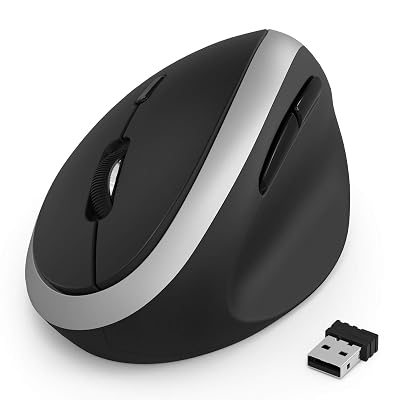 Wireless Vertical Mouse, Jelly Comb Wireless Mouse 2.4G High Precision Ergonomic Optical Mice ? for Small Hands ? Black and Silver