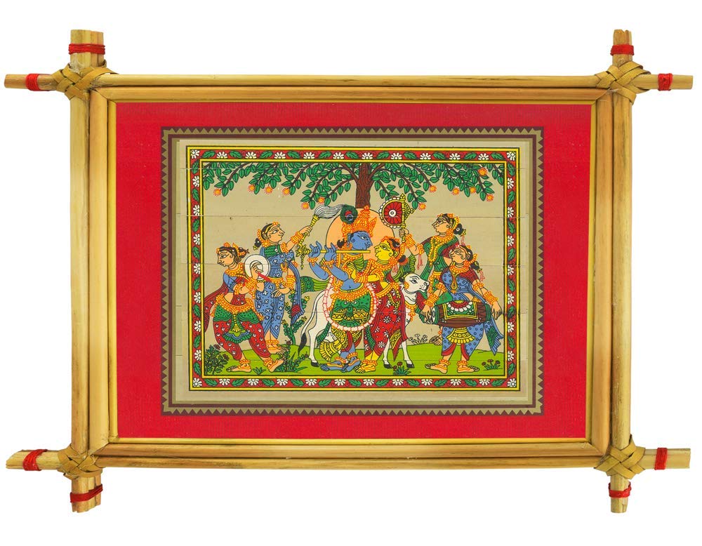 Sahoo Online Store Golden Grass Framed Printed Pattachitra