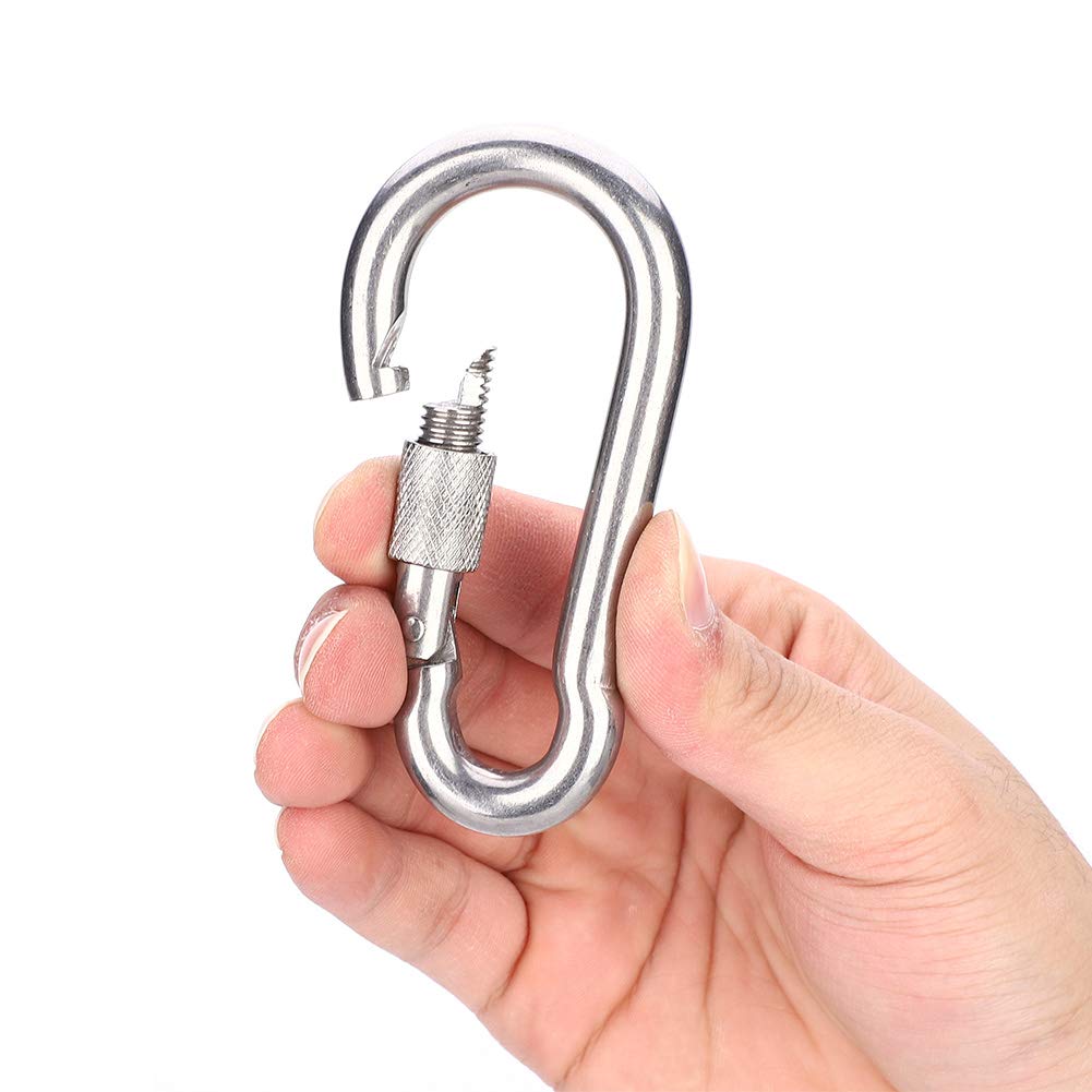 Alvinlite Stainless Steel Spring Snap Hook Carabiner Heavy Duty Carabiner Clip for Outdoor Camping Mountain Climbing Hammock Hiking Use(M10)