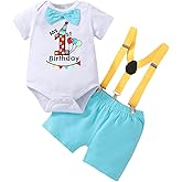 Laqualle Baby Boys Funny First Birthday Outfit Infant Boy 1st Cake Smash Clothes Bow Tie Pants Set