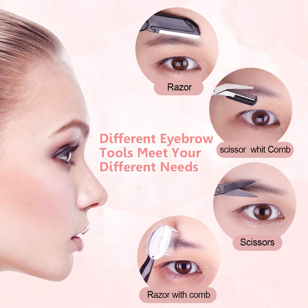 8 in 1 Eyebrow Kit ,Eyebrow kits for women,Eyebrow Razor, Eyebrow Scissors, Eyebrow Tweezers, Eyebrow Trimmer, Eyebrow Shaver, Eyebrow Grooming Comb: Beauty