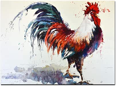 Amazon.com: HD Print Abstract Rooster Watercolor Canvas Painting Wall