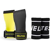 Velites - Official Crossfit&reg; Games Quad Ultra Grips - No Chalk and Smooth Bars - Wristbands and Carry Bag Included - Pull-ups, Muscle-ups and Toes to bar