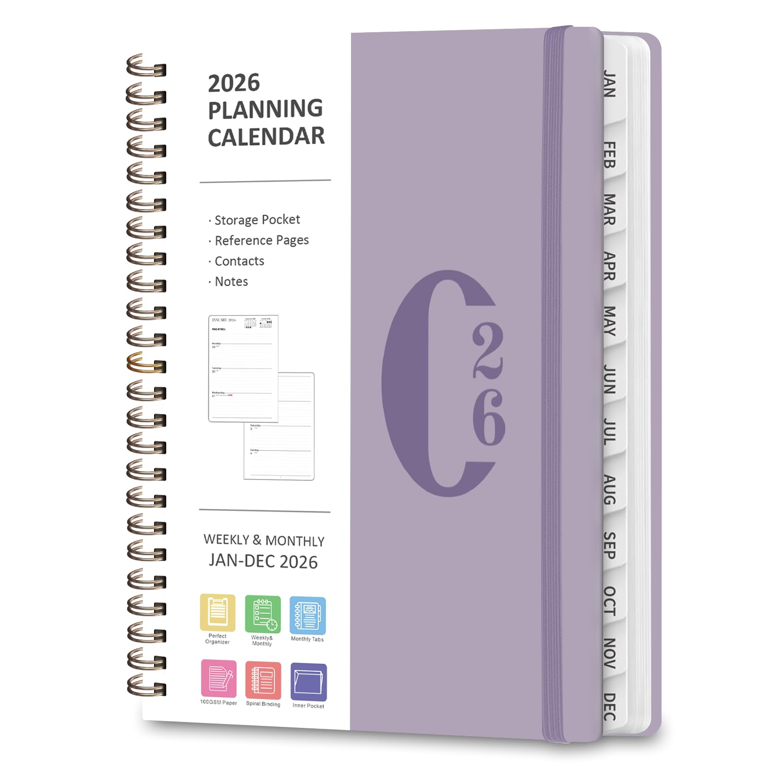 Photo 1 of 2026 Planner, Weekly and Monthly Calendar Agenda Book, Jan 2026 - Dec 2026, Hardcover Planning Academic Planner for Office School Supplies and Desk Accessories - A5 (6.3'' x 8.5'')