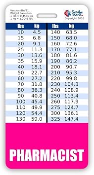 Pharmacist Badge Buddy Vertical W Height Amp Weight Conversion Charts Standard Pink