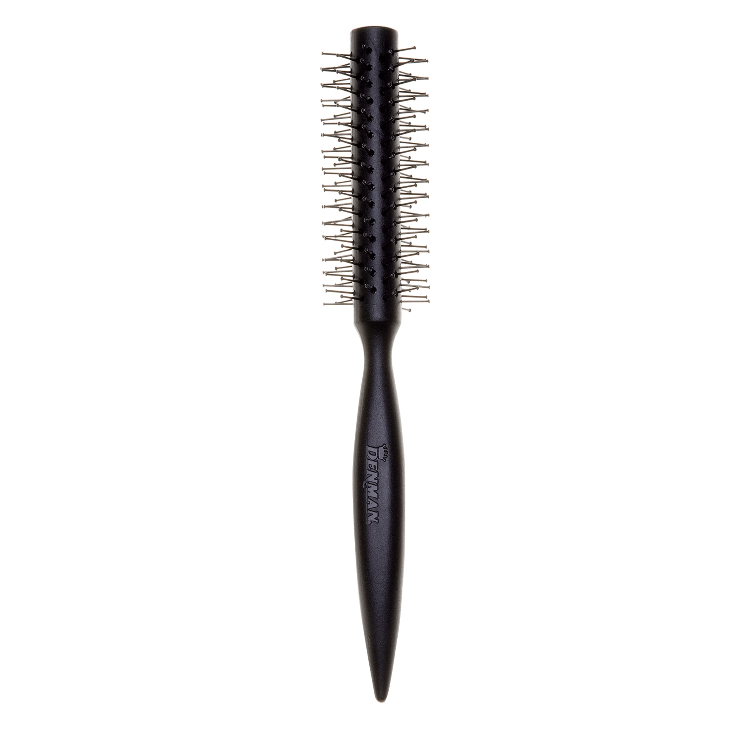 Denman Curling Vented Barrel Round Hair Brush with Nylon Bristles for Fast Drying, Volume and Creating Movement in the Hair, Black, D73