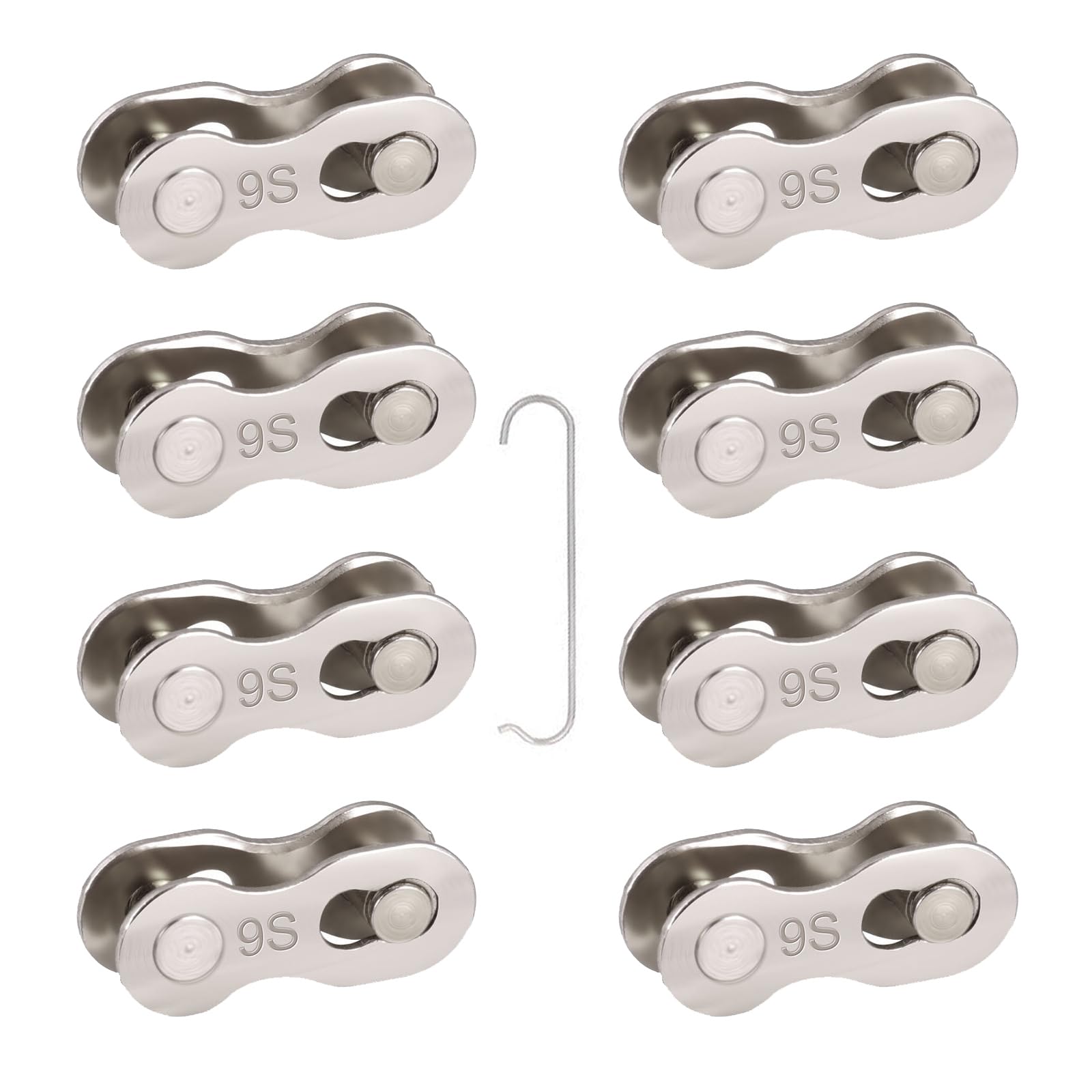 WUDQIJI Bicycle Missing Link Bicycle Chain Link 8 Pairs Chain Lock 9 Speed Bicycle Chain Lock Link Quick Link for 9 Speed Chain (9 Speed)