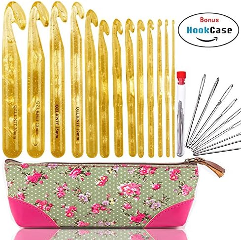 13pcs Huge Crochet Hooks Set Needles with 9pcs Large-eye Blunt Yarn Needles Larger Crochet Hook Kit in Case