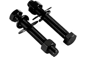 Mellewell 1/2-13 x 3 Hex Head Screws Bolts, Nuts, Flat & Lock Washers, Fully Threaded, Stainless Steel 18-8, Black Finish, 2 Sets